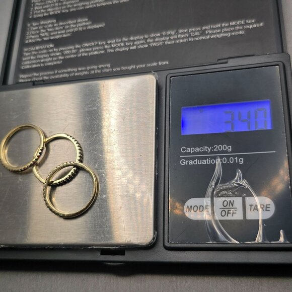 Set of 3 925 Sterling Vermeil Gold Rings Size 7 Gemstone Stack Signed CN 3.4g - Picture 7 of 7